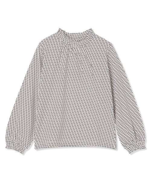 Petit Honfleur(プチオンフルール)の「【ブラウス見えするカットソー】幾何学柄シャーリングプルオーバー(Tシャツ/カットソー・レディース・ネイビー/ブラウン/アイボリー・M/L)」の20枚目の写真