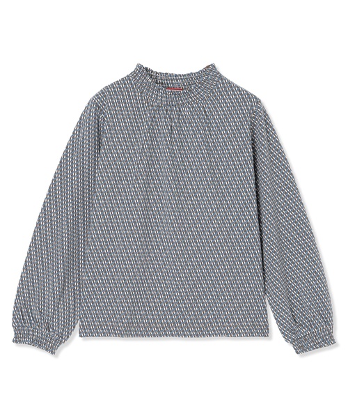 Petit Honfleur(プチオンフルール)の「【ブラウス見えするカットソー】幾何学柄シャーリングプルオーバー(Tシャツ/カットソー・レディース・ネイビー/ブラウン/アイボリー・M/L)」の21枚目の写真