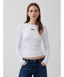 GAP（ギャップ）の「リブ クロップド GAPロゴTシャツ（Tシャツ/カットソー）」
