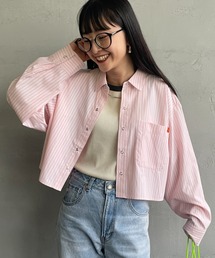 UNIVERSAL OVERALL | [UNIVERSAL OVERALL/ユニバーサルオーバーオール] 別注 ショート丈 ビッグポケットストライプシャツ(シャツ/ブラウス)