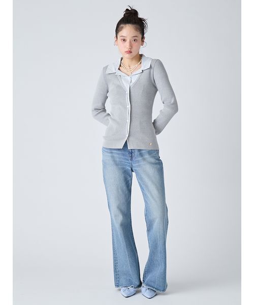 LILY BROWN(リリーブラウン)の「シャツドッキングニットトップス(ニット/セーター・レディース・ネイビー/レッド/グレー・F)」の15枚目の写真