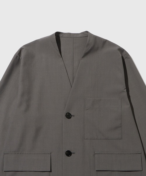 ADAM ET ROPE'（アダムエロペ）の「ドライウーステッドノーカラーカーディガン / ロングシーズン着用可能（カーディガン/ボレロ・メンズ・グレー/ブラック・M/L）」の3枚目の写真