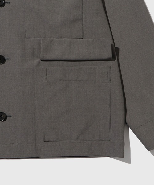 ADAM ET ROPE'（アダムエロペ）の「ドライウーステッドノーカラーカーディガン / ロングシーズン着用可能（カーディガン/ボレロ・メンズ・グレー/ブラック・M/L）」の5枚目の写真