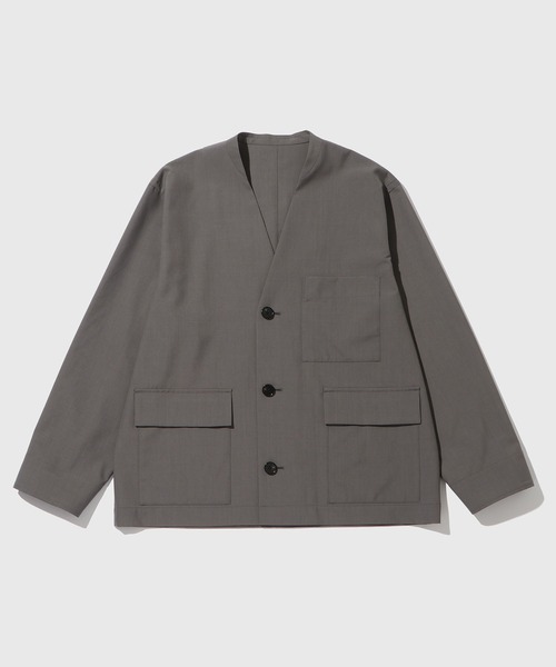 ADAM ET ROPE'(アダムエロペ)の「ドライウーステッドノーカラーカーディガン / ロングシーズン着用可能(カーディガン/ボレロ・メンズ・グレー/ブラック・M/L)」の18枚目の写真