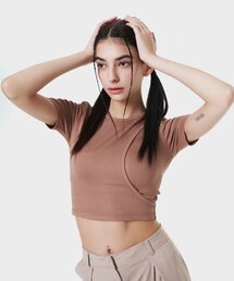 スリムオープンVネックTシャツブラウンMBCSTO005BR