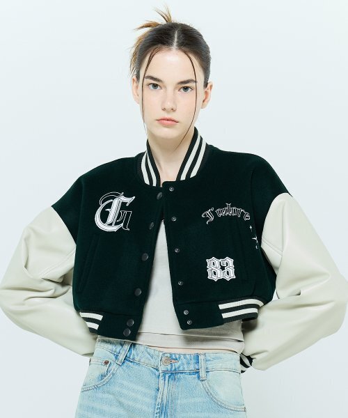 LARTIGENT(ラーティゼン)の「L6 CROP VARSITY JACKET(GREEN)(スタジャン・レディース・その他・FREE)」の2枚目の写真