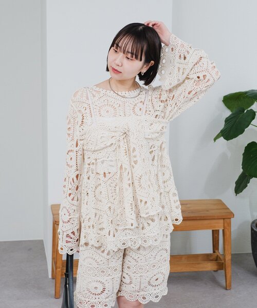 【mystic】 クロシェトップス&ビスチェSET アイボリー mystic（ミスティック）の「【ZOZO限定/REVIVAL】26SSクロシェトップス