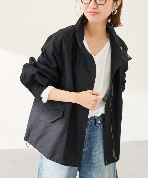 FRAMeWORK（フレームワーク）の「≪手洗い可≫ホースクロススタンドブルゾン（その他アウター・レディース・ブラック/ベージュ・36/38）」の3枚目の写真