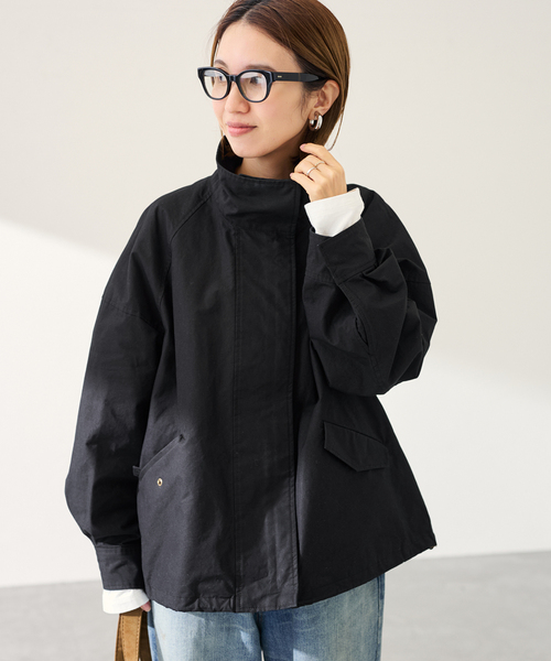 FRAMeWORK（フレームワーク）の「≪手洗い可≫ホースクロススタンドブルゾン（その他アウター・レディース・ブラック/ベージュ・36/38）」の4枚目の写真