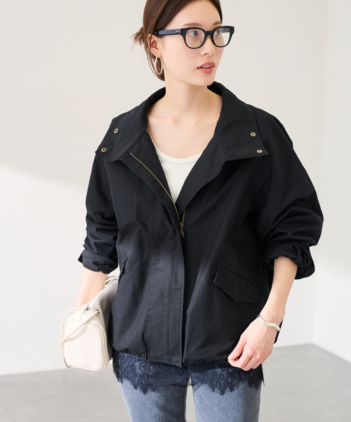 FRAMeWORK（フレームワーク）の「≪手洗い可≫ホースクロススタンドブルゾン（その他アウター・レディース・ブラック/ベージュ・36/38）」の10枚目の写真