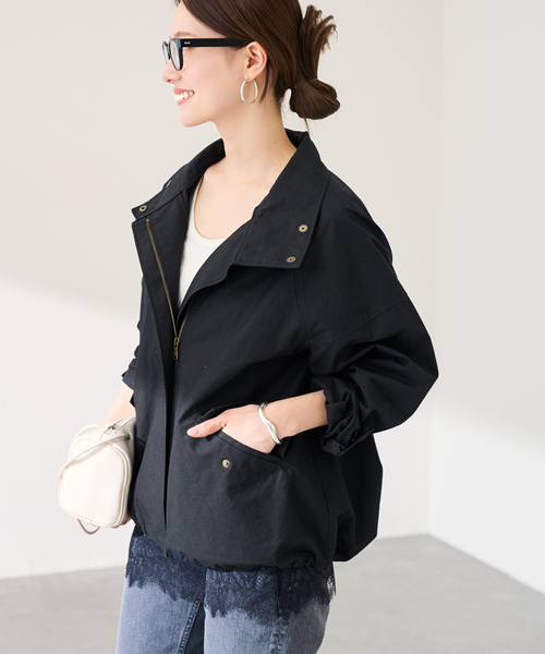 FRAMeWORK（フレームワーク）の「≪手洗い可≫ホースクロススタンドブルゾン（その他アウター・レディース・ブラック/ベージュ・36/38）」の11枚目の写真