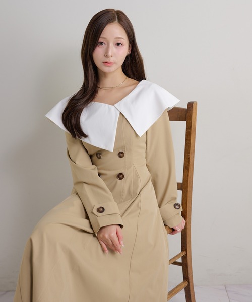 Seemi. byNICECLAUP( シーミーバイナイスクラップ)の「【Seemi.】ビックカラーロングワンピース(ワンピース・レディース・ブラック/ベージュ/ホワイト系その他・FREE)」の1枚目の写真