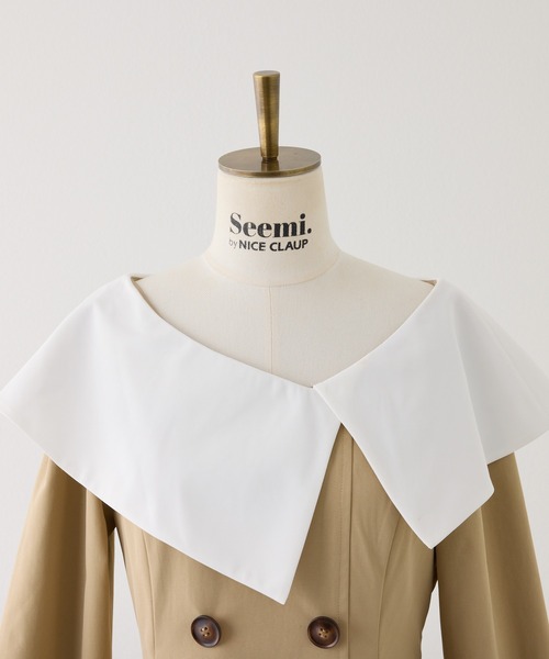 Seemi. byNICECLAUP( シーミーバイナイスクラップ)の「【Seemi.】ビックカラーロングワンピース(ワンピース・レディース・ブラック/ベージュ/ホワイト系その他・FREE)」の4枚目の写真