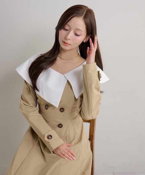 Seemi. byNICECLAUP（ シーミーバイナイスクラップ）の「【Seemi.】ビックカラーロングワンピース（ワンピース・レディース・ブラック/ベージュ/ホワイト系その他・FREE）」の15枚目の写真