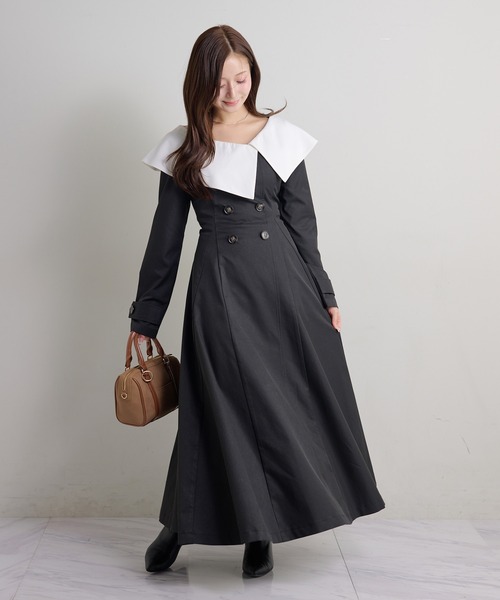 Seemi. byNICECLAUP（ シーミーバイナイスクラップ）の「【Seemi.】ビックカラーロングワンピース（ワンピース・レディース・ブラック/ベージュ/ホワイト系その他・FREE）」の17枚目の写真