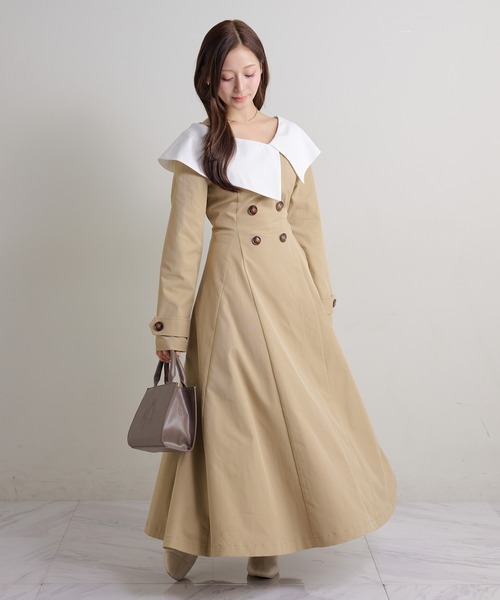 Seemi. byNICECLAUP（ シーミーバイナイスクラップ）の「【Seemi.】ビックカラーロングワンピース（ワンピース・レディース・ブラック/ベージュ/ホワイト系その他・FREE）」の12枚目の写真