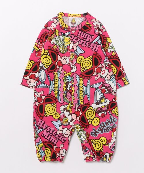 HYSTERIC MINI(ヒステリックミニ)の「HYSTERIC MINI SWEETS PARLOR総柄 2WAYALL(Tシャツ/カットソー・キッズ・ホワイト/ブラック/ピンク・FREE)」の3枚目の写真