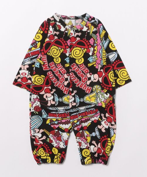 HYSTERIC MINI(ヒステリックミニ)の「HYSTERIC MINI SWEETS PARLOR総柄 2WAYALL(Tシャツ/カットソー・キッズ・ホワイト/ブラック/ピンク・FREE)」の2枚目の写真