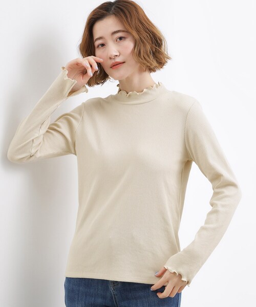 grove(グローブ)の「シルクライクリブタートルネック(Tシャツ/カットソー・レディース・オフホワイト/ブラック/ベージュ・05/04/02/01/03)」の3枚目の写真