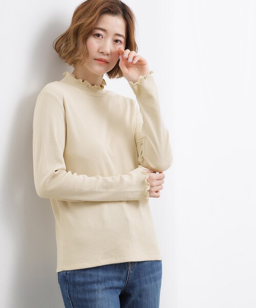grove(グローブ)の「シルクライクリブタートルネック(Tシャツ/カットソー・レディース・オフホワイト/ブラック/ベージュ・05/04/02/01/03)」の5枚目の写真