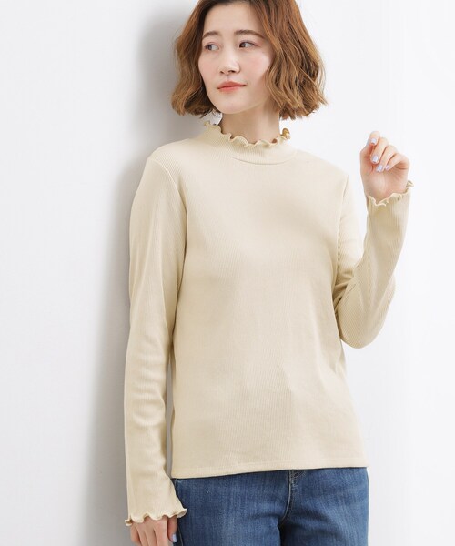grove(グローブ)の「シルクライクリブタートルネック(Tシャツ/カットソー・レディース・オフホワイト/ブラック/ベージュ・05/04/02/01/03)」の8枚目の写真