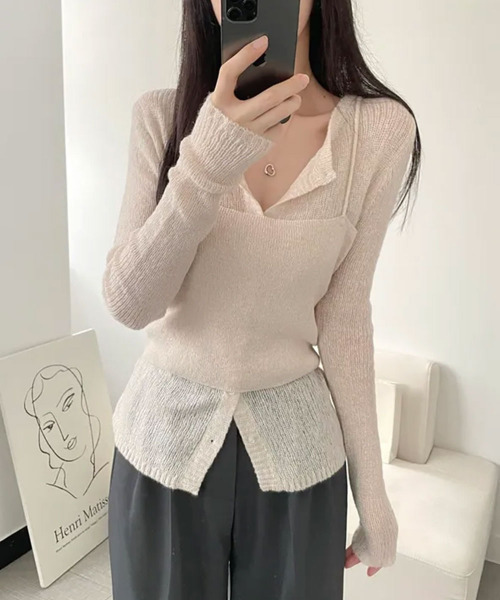 セール】ニットカーディガンxニットタンク アンサンブル（ニット