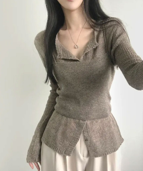 セール】ニットカーディガンxニットタンク アンサンブル（ニット