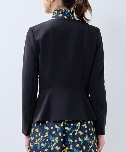 NARACAMICIE（ナラカミーチェ）の「【NARACAMICIE】【セットアップスーツ対応】ストレッチダブルクロスノーカラージャケット（ダウンジャケット/コート・レディース・ネイビー/ブラウン/ブラック・S/M/L）」の7枚目の写真