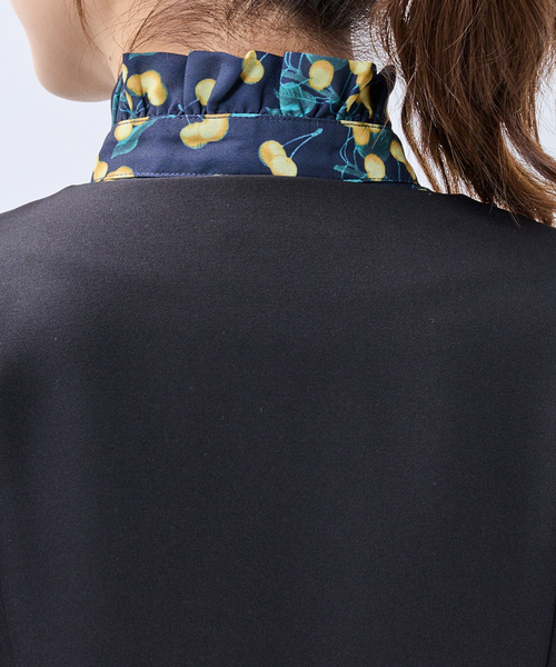 NARACAMICIE（ナラカミーチェ）の「【NARACAMICIE】【セットアップスーツ対応】ストレッチダブルクロスノーカラージャケット（ダウンジャケット/コート・レディース・ネイビー/ブラウン/ブラック・S/M/L）」の9枚目の写真