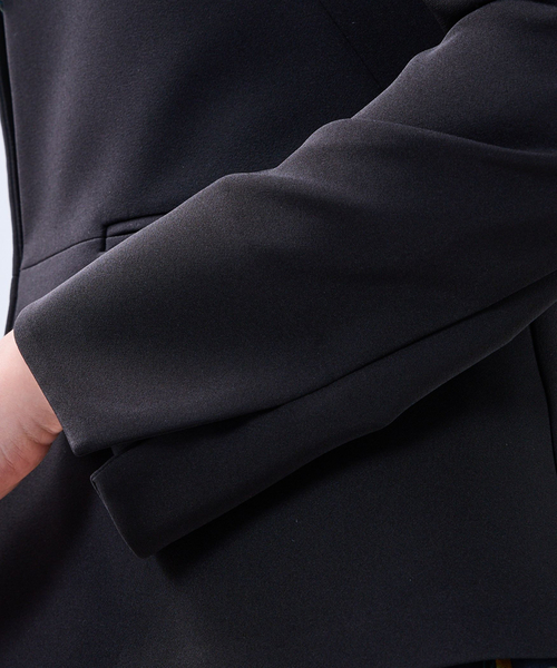 NARACAMICIE（ナラカミーチェ）の「【NARACAMICIE】【セットアップスーツ対応】ストレッチダブルクロスノーカラージャケット（ダウンジャケット/コート・レディース・ネイビー/ブラウン/ブラック・S/M/L）」の10枚目の写真