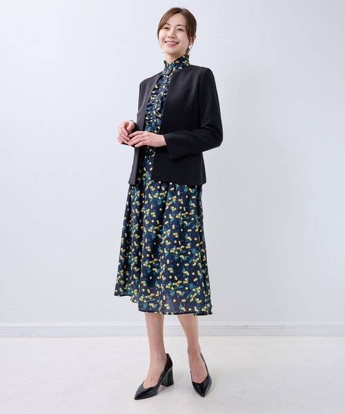 NARACAMICIE（ナラカミーチェ）の「【NARACAMICIE】【セットアップスーツ対応】ストレッチダブルクロスノーカラージャケット（ダウンジャケット/コート・レディース・ネイビー/ブラウン/ブラック・S/M/L）」の15枚目の写真