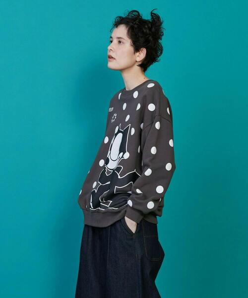 FRAPBOIS（フラボア）の「FELIX ドット裏毛（スウェット・レディース・チャコールグレー・2/1）」の2枚目の写真