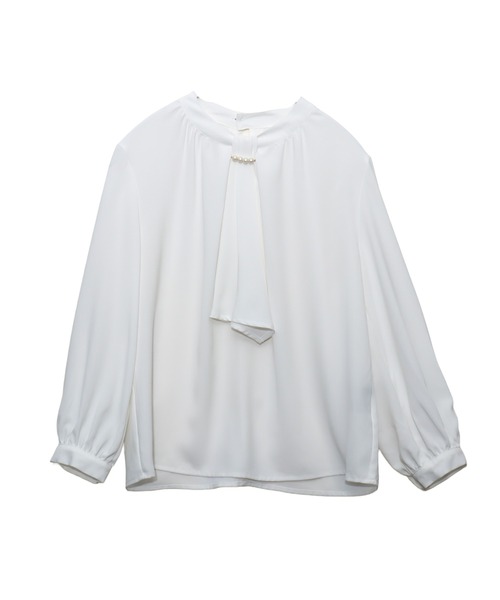 libelle more（リベル モア）の「【防汚加工／イージーケア／透けにくい】ラクケア アクセサリー付きボウタイブラウス（シャツ/ブラウス・レディース・ホワイト系その他/ネイビー/グレイッシュベージュ/オフホワイト・M/L）」の18枚目の写真