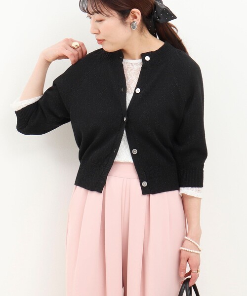 NOLLEY’S（ノーリーズ）の「ラメノットカーディガン（カーディガン/ボレロ・レディース・ブルー系その他/イエロー系その他/ブラック系その他・38）」の2枚目の写真