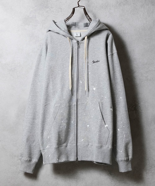 NUMBER (N)INE（ナンバーナイン）の「HAND PAINTED FIRM COTTON FULL ZIP SWEAT HOODIE / ハンドペイント ファーム コットン ワンポイント ロゴプリント ジップアップ スウェット パーカー（パーカー・メンズ・ブラック系その他2/グレー系その他2/ブラック/グレー・M/L）」の7枚目の写真