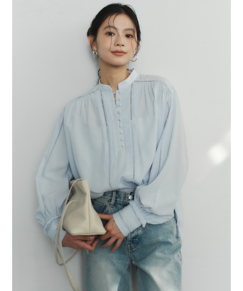 ピンタックギャザーボリュームブラウス（シャツ/ブラウス）｜anuans