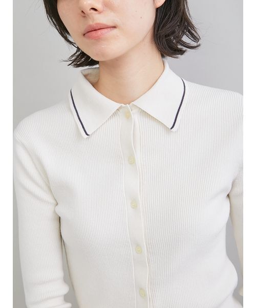 Mila Owen(ミラオーウェン)の「ポロ衿リブニットカーディガン(カーディガン/ボレロ・レディース・アイボリー/マルチ/モカ・0/1)」の8枚目の写真