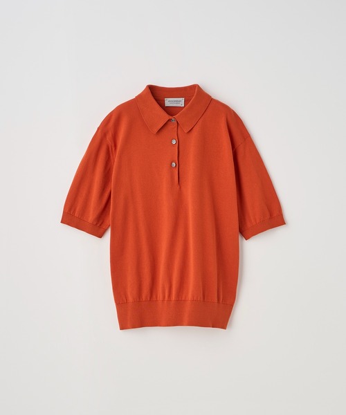 JOHN SMEDLEY(ジョンスメドレー)の「半袖コットンニットポロシャツ(ポロシャツ・レディース・レッド系・S)」の1枚目の写真