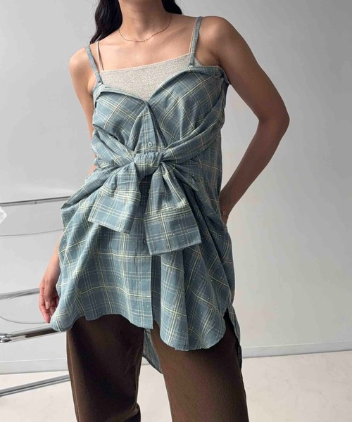AS KNOW AS plus（アズノゥアズプラス）の「○マルチWAY ビッグシルエットシャツ【UNISEX ITEM】（シャツ/ブラウス・レディース・ブラック系/ピンク系/ブルー系/ブルー系1/グリーン系1/ベージュ系1/ブラック系1・FREE）」の4枚目の写真