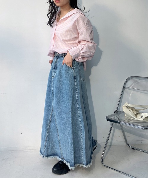 AS KNOW AS plus（アズノゥアズプラス）の「○アジャスター付き マルチWAY ビッグサイズシャツ(ビスチェ風アレンジ可能）【UNISEX ITEM】（シャツ/ブラウス・レディース・ブラック系/ピンク系/ブルー系・FREE）」の20枚目の写真