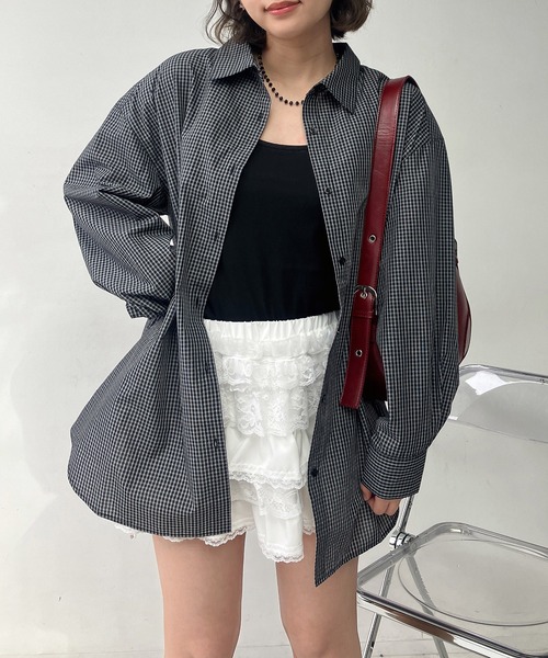 AS KNOW AS plus（アズノゥアズプラス）の「○アジャスター付き マルチWAY ビッグサイズシャツ(ビスチェ風アレンジ可能）【UNISEX ITEM】（シャツ/ブラウス・レディース・ブラック系/ピンク系/ブルー系・FREE）」の14枚目の写真