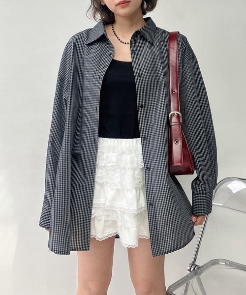 AS KNOW AS plus（アズノゥアズプラス）の「○アジャスター付き マルチWAY ビッグサイズシャツ(ビスチェ風アレンジ可能）【UNISEX ITEM】（シャツ/ブラウス・レディース・ブラック系/ピンク系/ブルー系・FREE）」の18枚目の写真