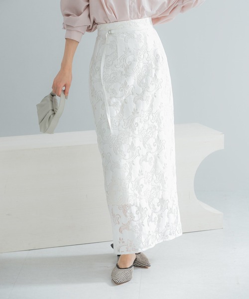 URBAN RESEARCH ROSSO WOMEN（アーバンリサーチ　ロッソ）の「ラッセルレーススカート（スカート・レディース・ブラウン/オフホワイト・FREE）」の2枚目の写真