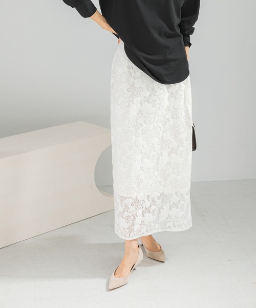 URBAN RESEARCH ROSSO WOMEN（アーバンリサーチ　ロッソ）の「ラッセルレーススカート（スカート・レディース・ブラウン/オフホワイト・FREE）」の6枚目の写真