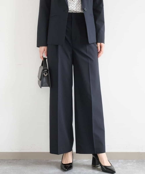 MK MICHEL KLEIN（エムケーミッシェルクラン）の「[イージーケア/洗える]ドライタッチストレッチ ワイドパンツ（その他パンツ・レディース・ネイビー/グレイッシュベージュ・38/40）」の4枚目の写真