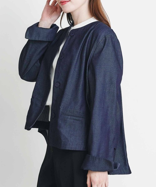 PICCIN（ピッチン）の「ボックスタックデニムブルゾン（ブルゾン・レディース・ブラック/ブルー・M）」の2枚目の写真