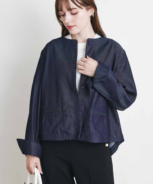 PICCIN（ピッチン）の「ボックスタックデニムブルゾン（ブルゾン・レディース・ブラック/ブルー・M）」の3枚目の写真