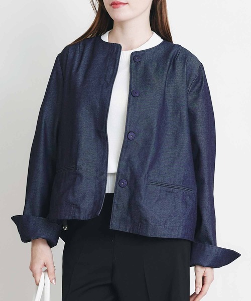 PICCIN（ピッチン）の「ボックスタックデニムブルゾン（ブルゾン・レディース・ブラック/ブルー・M）」の6枚目の写真