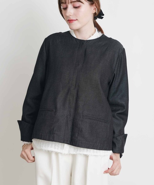 PICCIN（ピッチン）の「ボックスタックデニムブルゾン（ブルゾン・レディース・ブラック/ブルー・M）」の19枚目の写真