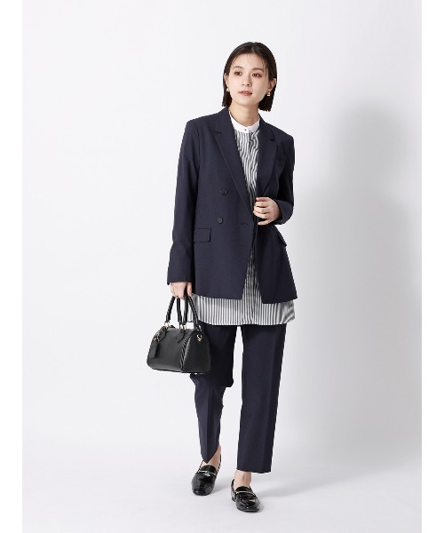 SUIT SQUARE(スーツスクエア)の「タックテーパードパンツ ウォッシャブル ストレッチ UVカット TRトロピカル 無地(スラックス・レディース・カーキ/ネイビー・40(11号)/38(9号)/36(7号))」の21枚目の写真